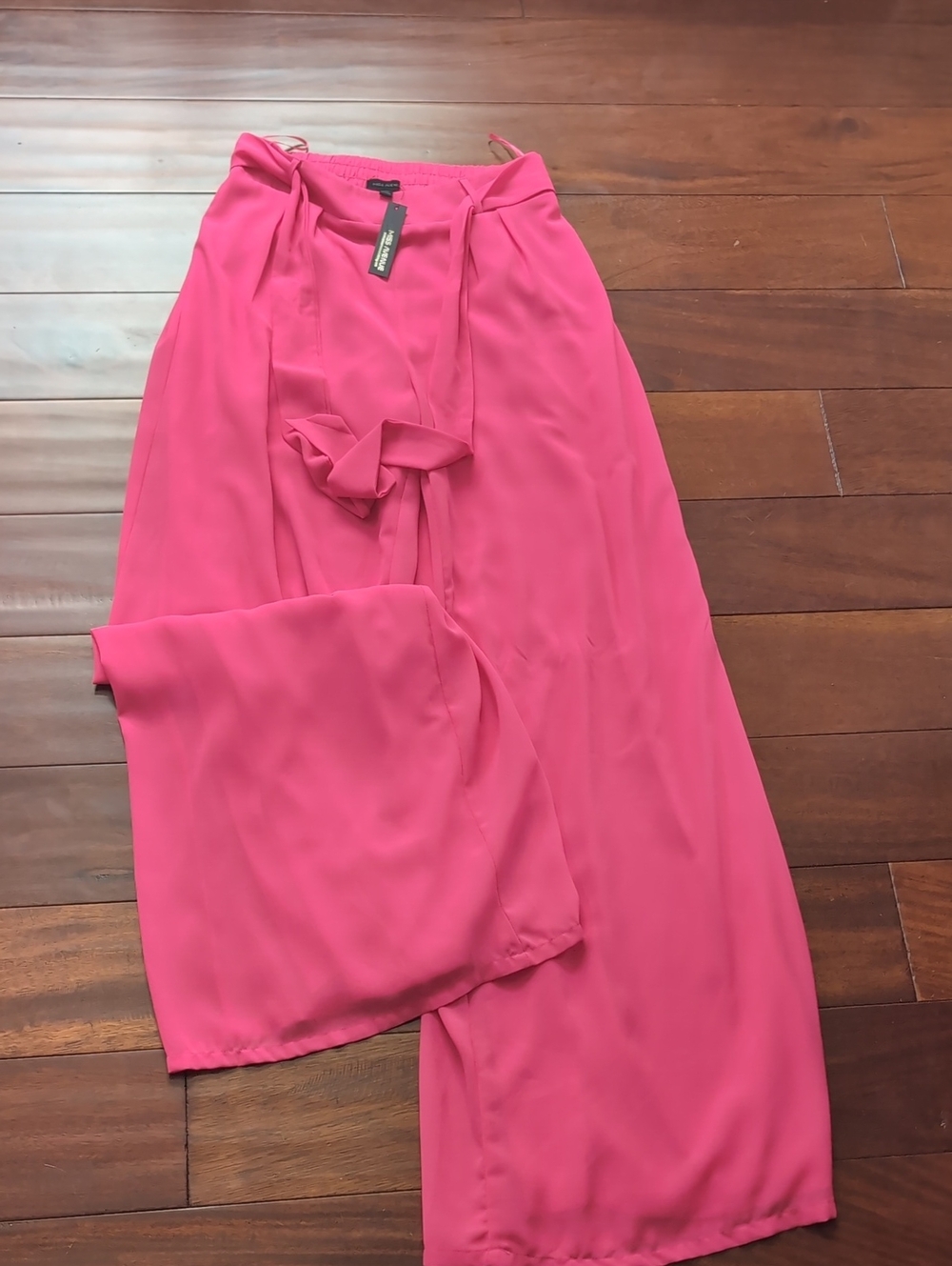Miss Avenue Fuchsia Tie-Waist Wide Leg Pants